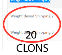20 клонов доставки в зависимости от веса+ (weight) для OC2