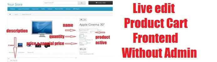 Live edit product cart frontend without admin - Живое редактирование карточки товара фронтенд