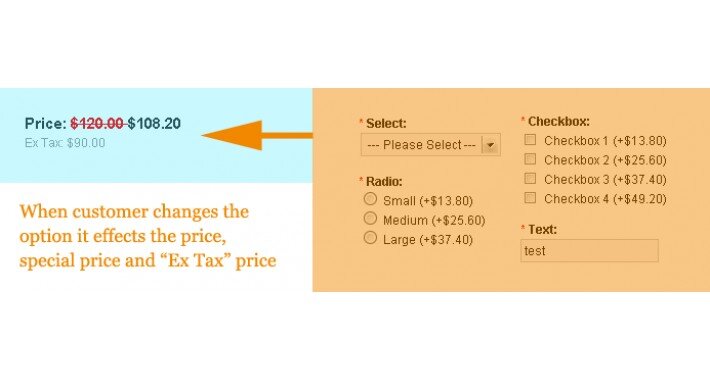 Модуль изменения цены товара при выборе опции