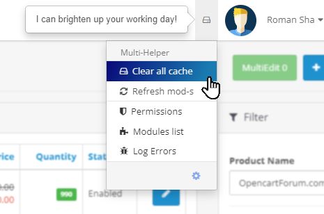 Multi-Helper. Clear cache, refresh ocmod, Help install modules!